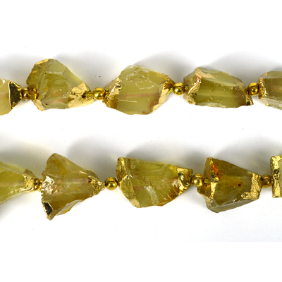 Citrine Hammered nugget 28mm with foil ends gold colour EACH bead