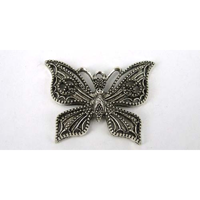 Silver Plt Bs Pendant Butterfly 40x30mm 4 pack