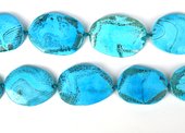 Agate Dyed crackled flat nugget aqua approx 60x45 EACH bead-agate-Beadthemup