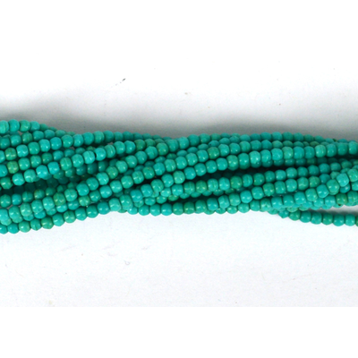Howlite Dyed Aqua 2mm Round strand 160 beads per strand