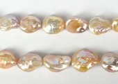 Fresh Water Apricot Baroque Coin Pearl 16-20mm strand 15 pearls-f.w.coin and shape pearls-Beadthemup