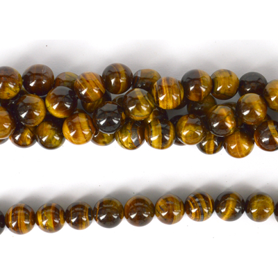 Tiger Eye Polished Round 10mm strand 40 beads