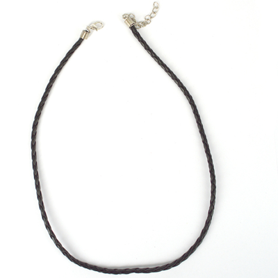 Fauz Leather Woven Necklace 4mm Black 46-52cm long