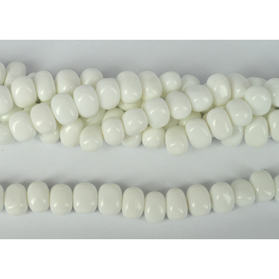 Glass White polished side drill nugget 14x10mm strand 36 Beads