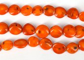 Coral Orange flat round 15mm strand 26 beads-beads incl pearls-Beadthemup