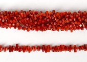 Coral Red centre drill tube 8x3mm strand 130 beads-beads incl pearls-Beadthemup