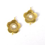 Gold plate Brass Cz Flower connector 17x13mm Pair-findings-Beadthemup