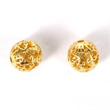 24K Gold plate brass bead round filligree 10mm 1 pack-findings-Beadthemup