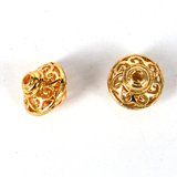 24K Gold plate brass bead rondel fillgree 12x13mm 1 pack-findings-Beadthemup