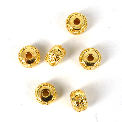 24K Gold plate brass bead rondel 4.7x4.5mm 2 pack