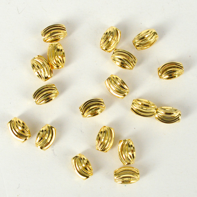 24K Gold plate brass bead oval 4.5x6.8mm 4 pack