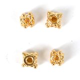 24K Gold plate brass bead multi hole daisy 5mm 6 pack-findings-Beadthemup