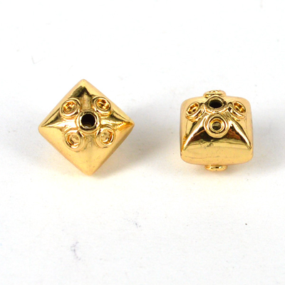24K Gold plate brass bead bicone 10.5mm 1 pack