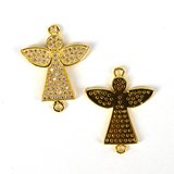 Gold Plate CZ Connecter Angel 24x20mm incl rings-findings-Beadthemup