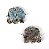 Rhodium Plate CZ Connecter Elephant 22x17mm incl rings-findings-Beadthemup