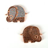 Rose Gold Plate CZ Connecter Elephant 22x17mm incl rings-findings-Beadthemup