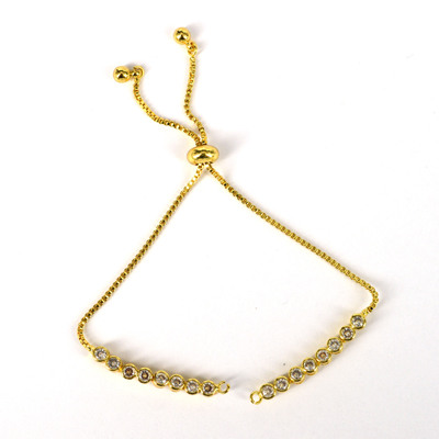 Gold plate CZ Tennis adjustable Bracelet