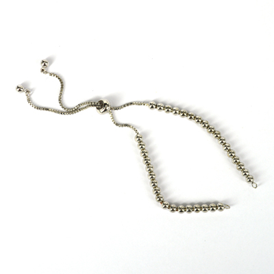 Rhodium plate Beaded adjustable Bracelet