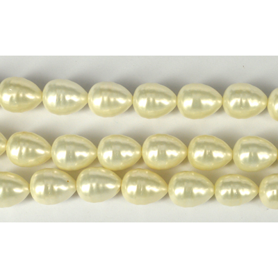 Shell Based Pearl White Teardrop 15x12mm Per Pair