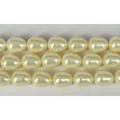 Shell Based Pearl White Teardrop 15x12mm Per Pair