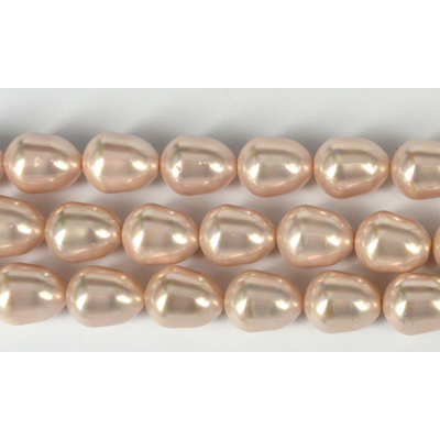 Shell Based Pearl Pink Teardrop 15x12mm Str 27 beads