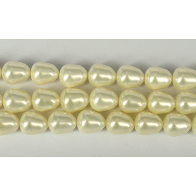 Shell Based Pearl White Teardrop 12x10mm Str 32 beads