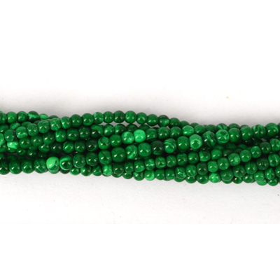 Malachite  Synthetic Pol. Round 2mm Str approx. 204 beads