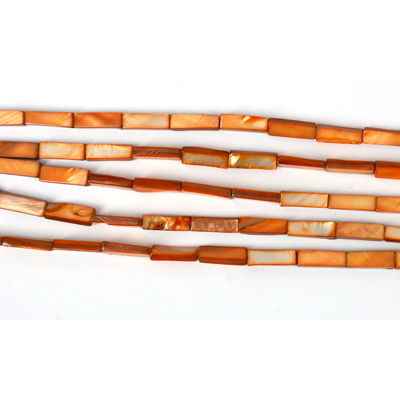 Shell MOP Orange Rectangle 15mm x 5mm Str 27 beads