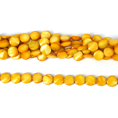 Shell MOP Yellow Coin 12mm Str 36 beads