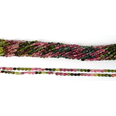 Tourmaline watermelon Pol.Nugget 6x8mm str 74 beads