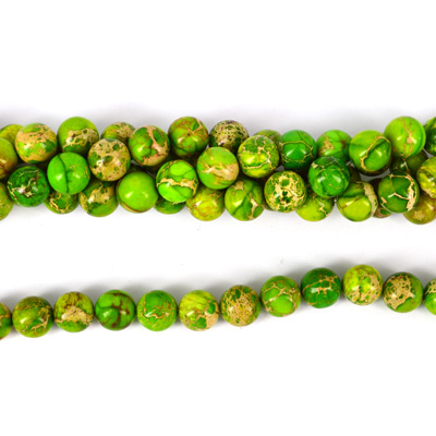 Imperial Jasper Dyed Lime pol.Round 10mm 40 beads