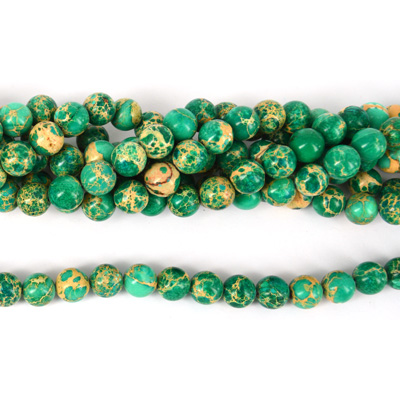 Imperial Jasper Dyed Teal pol.Round 10mm 40 beads
