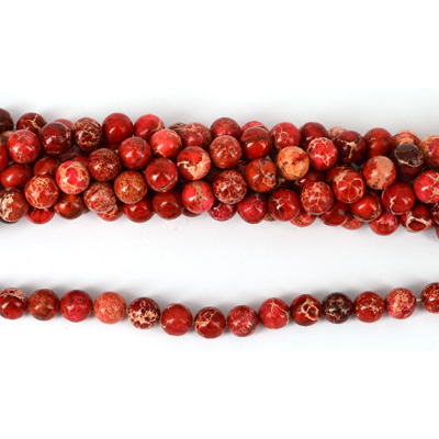 Imperial Jasper Dyed Red pol.Round 10mm 40 beads