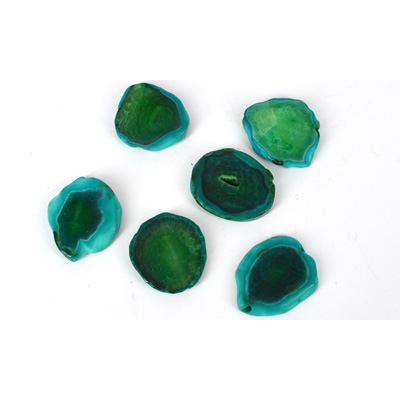 Agate Slice dyed Teal app 30-40mm str 11 beads