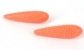 Carved Resin Teardrop Coral 10x38mm PAIR-beads incl pearls-Beadthemup