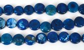Agate Pol.flat Round Blue 23mm EACH BEAD-beads incl pearls-Beadthemup