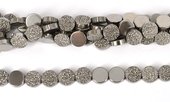 Agate w/druzy plated Silver Colour flat round 12mm str 33 beads-beads incl pearls-Beadthemup