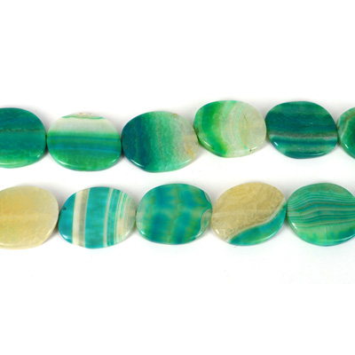 Agate Pol.flat Oval Green 39x33mm str 10 beads