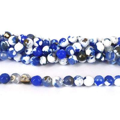 Agate Dyed Blue Fac.Round 10mm str 39 beads