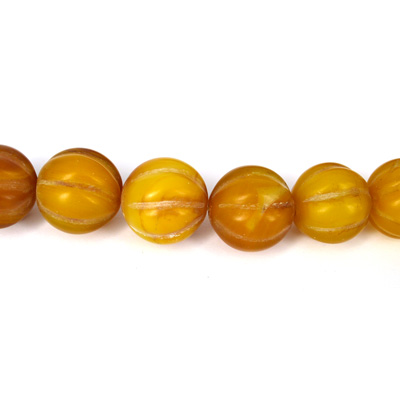 Agate Yellow Matt Carved round 19.5mm EACH BEADS