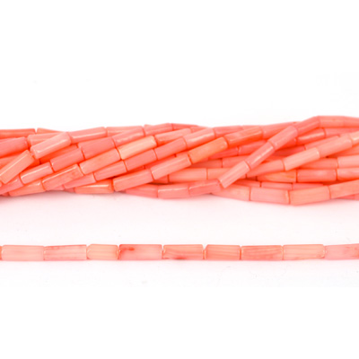 Coral Pink Tube app 4x9mm str app 48 beads