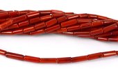 Coral Red Tube app 4x9mm str app 48 beads-beads incl pearls-Beadthemup