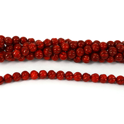 Coral AAA Red app 8mm Carved Round beads per strand 52 Beads