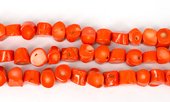 Coral Orange Stick side drill 12x12mm str 35 beads-beads incl pearls-Beadthemup