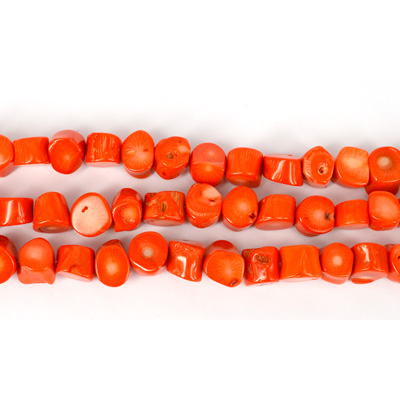 Coral Orange Stick side drill 12x12mm str 35 beads