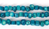 Coral Teal Dark Stick side drill 12x12mm str 34 beads-beads incl pearls-Beadthemup