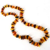 Amber Nugget knotted necklace-no clasp 59cm long-beads incl pearls-Beadthemup