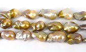 Fresh Water Pearl  Baroque Bronze/White app 20x15mm EACH BEAD-beads incl pearls-Beadthemup