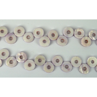 Mother of Pearl Lavender 15mm Donut Top Drill str 33 beads