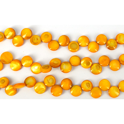 Mother of Pearl Yellow Flat Coin Top Drill 11mm str 41 Beads